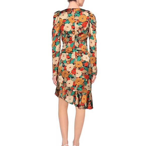 Aniye By Floral Satin Midi Dress – Navy Blue, Made in Italy | EU 40 - Picture 3 of 9